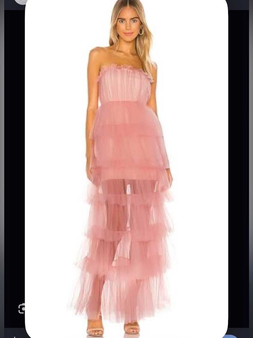 Lovers and Friends Bobbit Gown Blush Pink Strapless Tiered Maxi Dress Size M